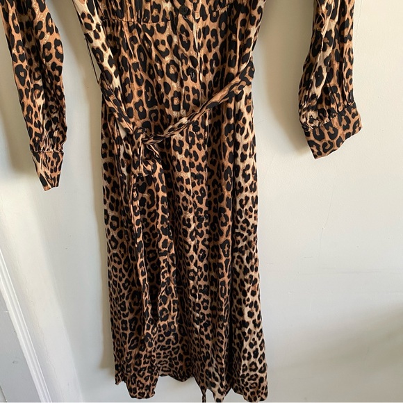 H&M LEOPARD PRINT SHIRT MIDI DRESS - Picture 4 of 10